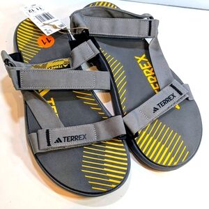 Adidas Terrex Hydroterra  Sandals Charcoal Gray with Yellow Stripes Size 11 Mens